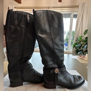 TORY BURCH Black Tall Leather Riding Boots 9.5 M